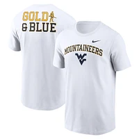 T-shirt Nike blanc West Virginia Mountaineers Blitz 2-Hit pour homme