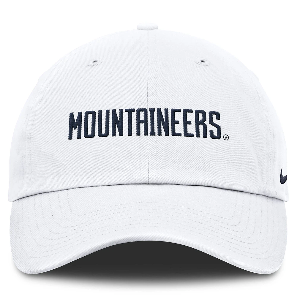 Casquette ajustable Nike blanche West Virginia Mountaineers Core Club Mascot Wordmark pour homme
