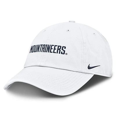 Casquette ajustable Nike blanche West Virginia Mountaineers Core Club Mascot Wordmark pour homme