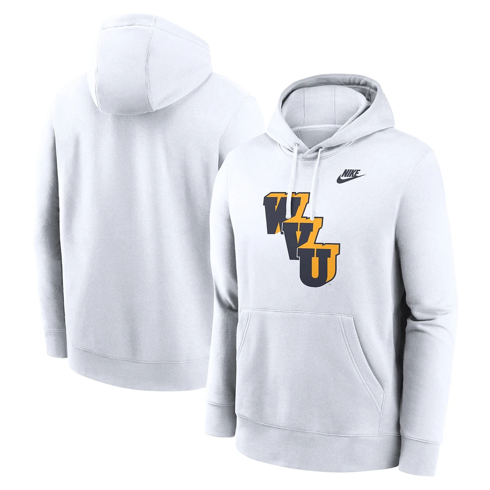 Sweat à capuche en polaire blanc Nike West Virginia Mountaineers Legacy Logo Club pour homme