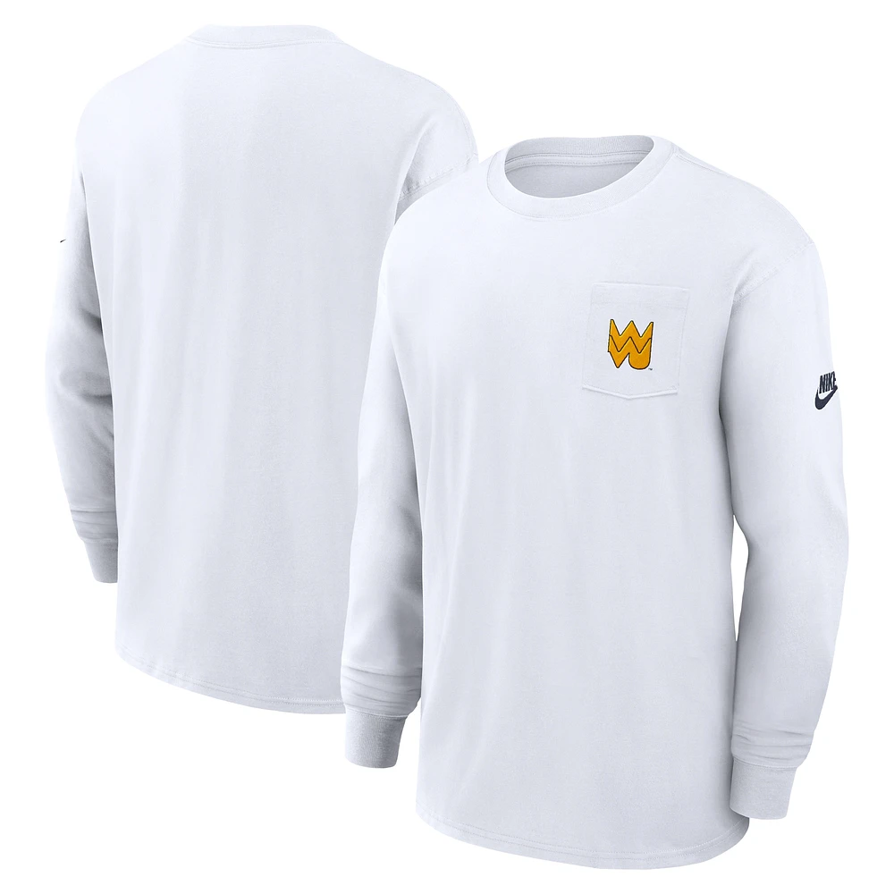 Men's Nike White West Virginia Mountaineers Legacy Max90 Pocket Long Sleeve T-Shirt