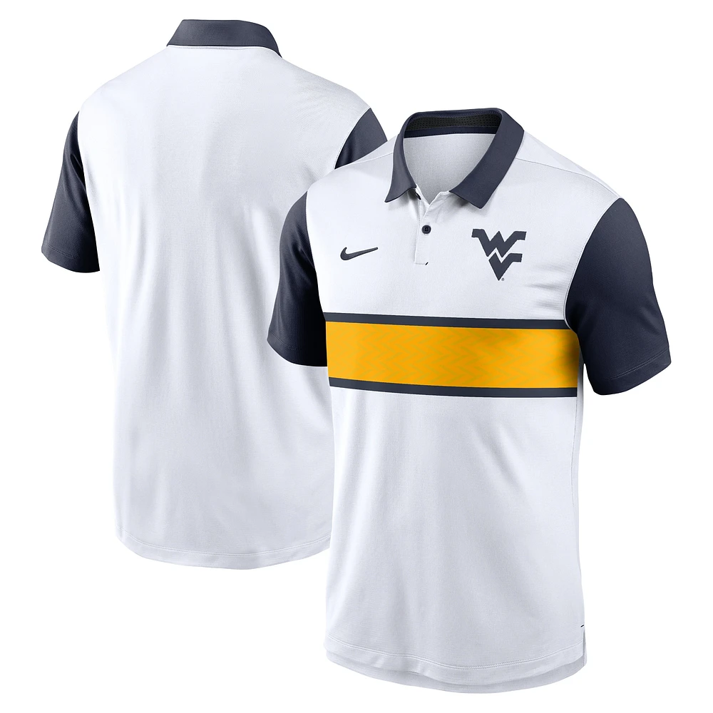 Polo Nike blanc West Virginia Mountaineers Primetime Campus Vapor Performance pour homme