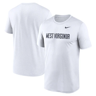 T-shirt Nike blanc pour homme avec logo Primetime Legend des West Virginia Mountaineers