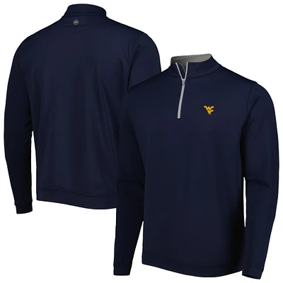 Men's Peter Millar Navy West Virginia Mountaineers Perth Performance Quarter-Zip Top