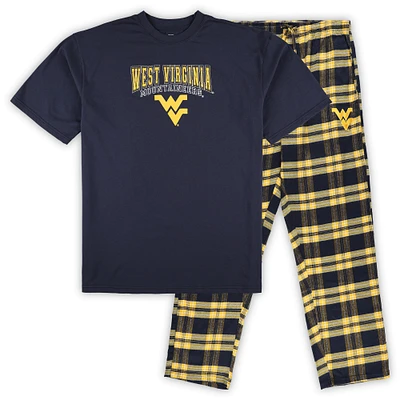 Ensemble de 2 t-shirts et pantalons en flanelle pour hommes Profile Navy West Virginia Mountaineers Big & Tall