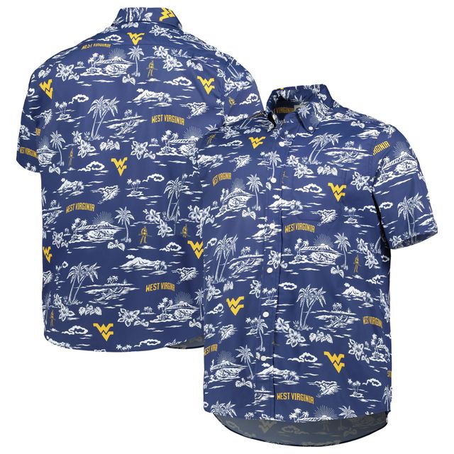 Chemise boutonnée classique Reyn Spooner pour homme, bleu marine West Virginia Mountaineers