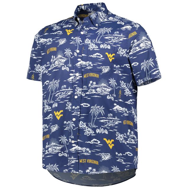 Chemise boutonnée classique Reyn Spooner pour homme, bleu marine West Virginia Mountaineers