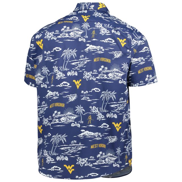 Chemise boutonnée classique Reyn Spooner pour homme, bleu marine West Virginia Mountaineers