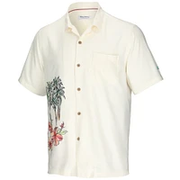 Men's Tommy Bahama Cream West Virginia Mountaineers Paradise Fly Ball Camp Button-Up Shirt