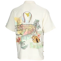 Men's Tommy Bahama Cream West Virginia Mountaineers Paradise Fly Ball Camp Button-Up Shirt