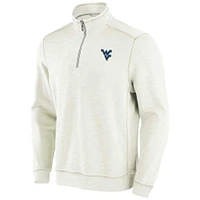 Men's Tommy Bahama Cream West Virginia Mountaineers Tobago Bay Half-Zip Tri-Blend Top