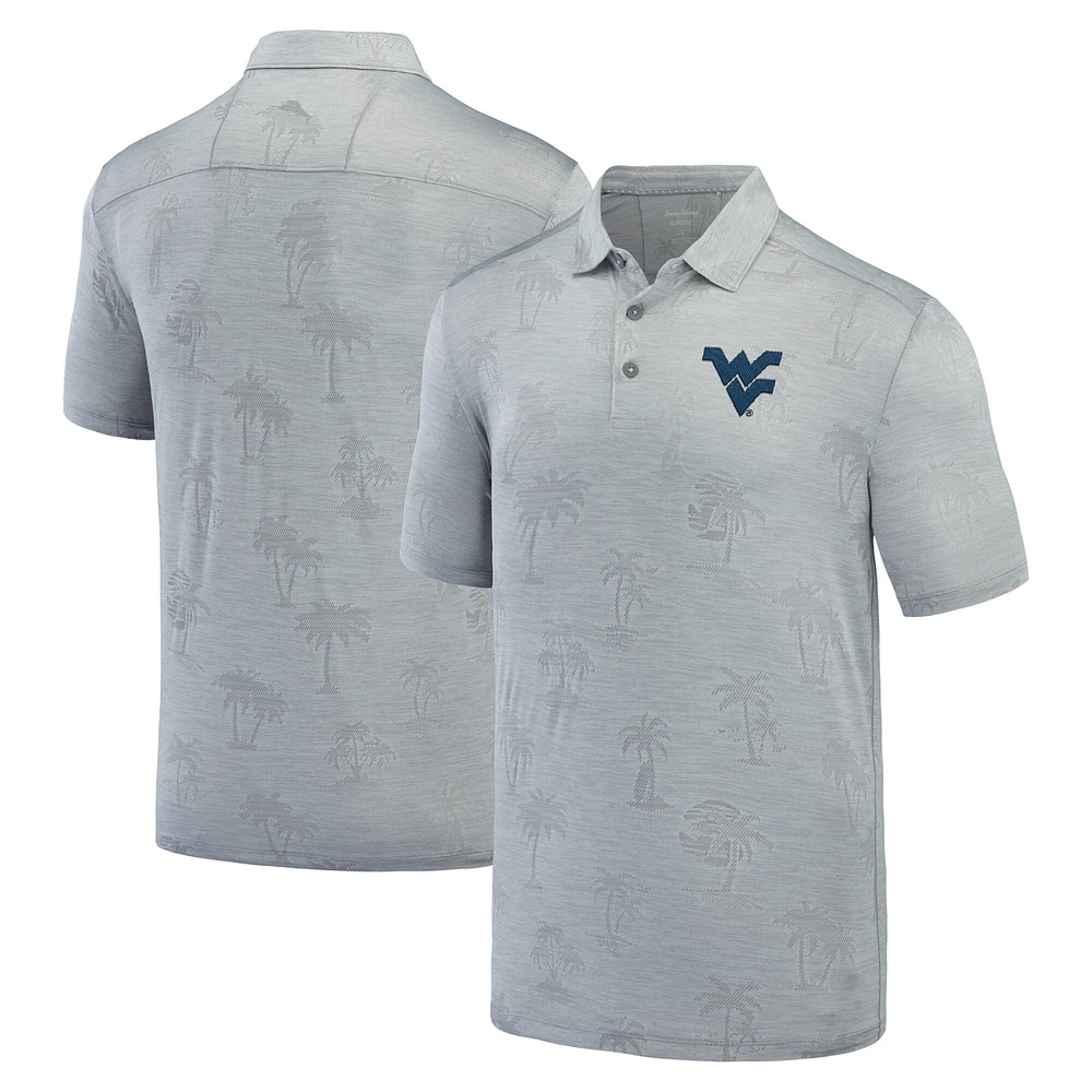 Men's Tommy Bahama Gray West Virginia Mountaineers Sport Palm Coast Palmera IslandZone Polo