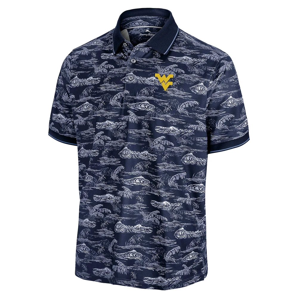 Men's Tommy Bahama Navy West Virginia Mountaineers Sport Bay View IslandZone Polo