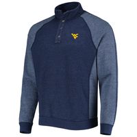 Men's Tommy Bahama Navy West Virginia Mountaineers Sport Scrimmage Snap Mock Neck Raglan Button-Up Jacket