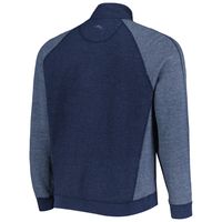 Men's Tommy Bahama Navy West Virginia Mountaineers Sport Scrimmage Snap Mock Neck Raglan Button-Up Jacket