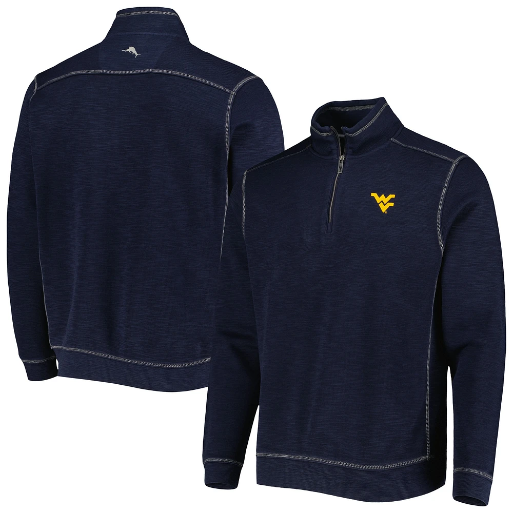 Tommy Bahama Navy West Virginia Mountaineers Sport Tobago Bay Tri-Blend Mock Neck Half-Zip Jacket