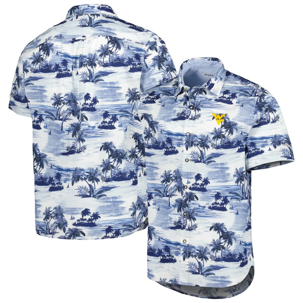 Men's Tommy Bahama Navy West Virginia Mountaineers Tropical Horizons Button-Up Shirt