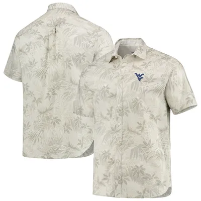 West Virginia Mountaineers Tommy Bahama Forest Fronds Button-Up Shirt - Oatmeal