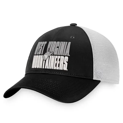 West Virginia Mountaineers Top of the World Stockpile Trucker Snapback Hat - Black/White