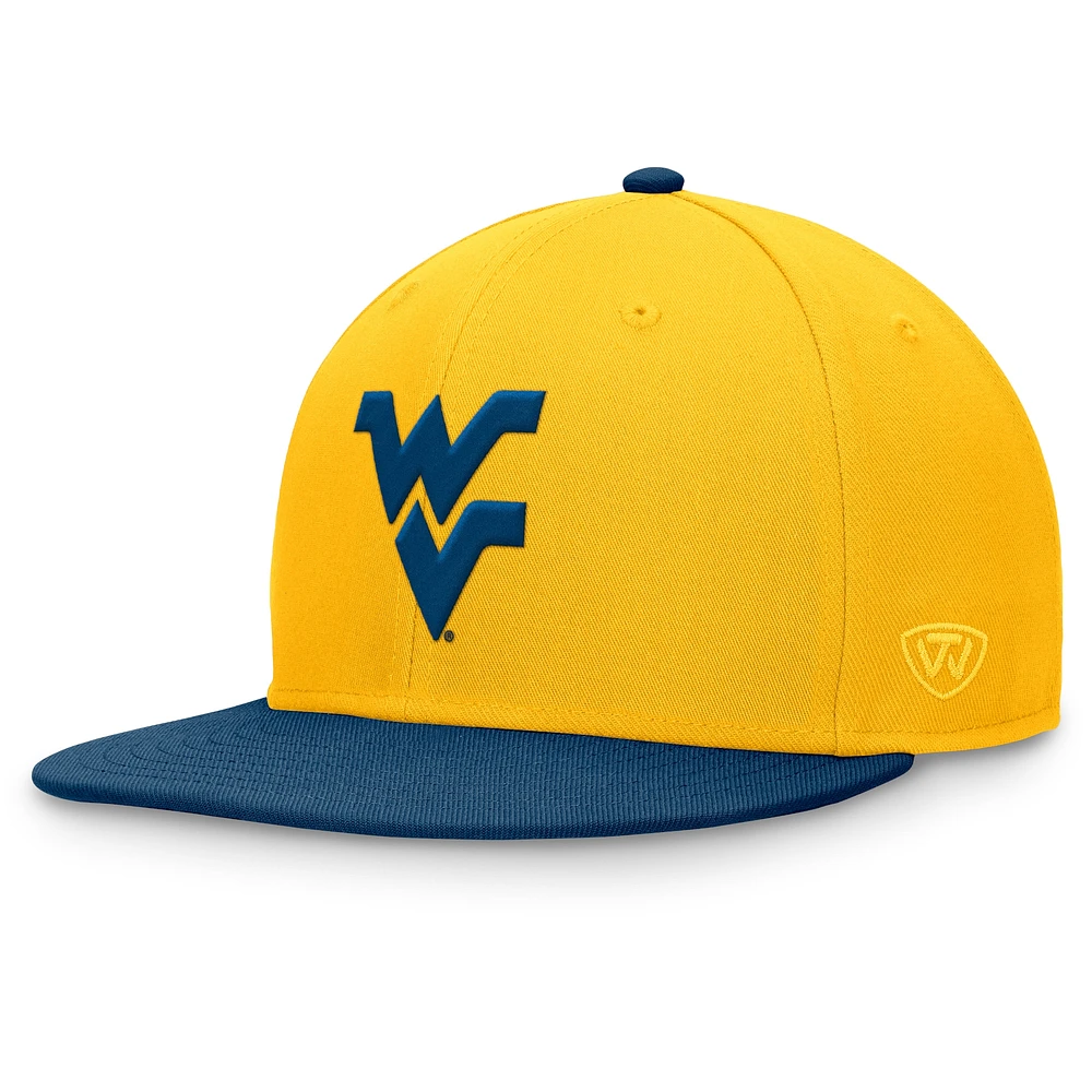 Men's Top of the World Gold/Navy West Virginia Mountaineers Rally Two-Tone Fitted Hat