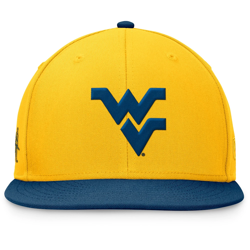 Men's Top of the World Gold/Navy West Virginia Mountaineers Rally Two-Tone Fitted Hat