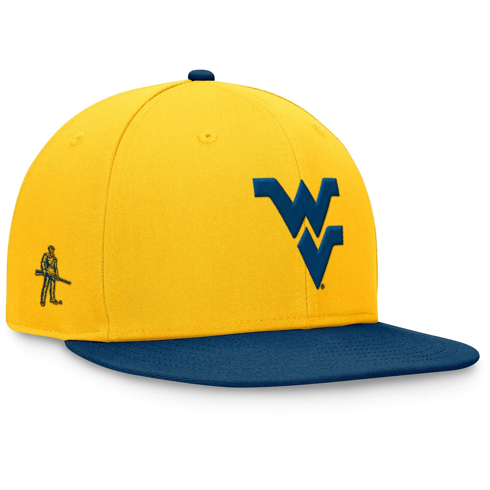 Men's Top of the World Gold/Navy West Virginia Mountaineers Rally Two-Tone Fitted Hat