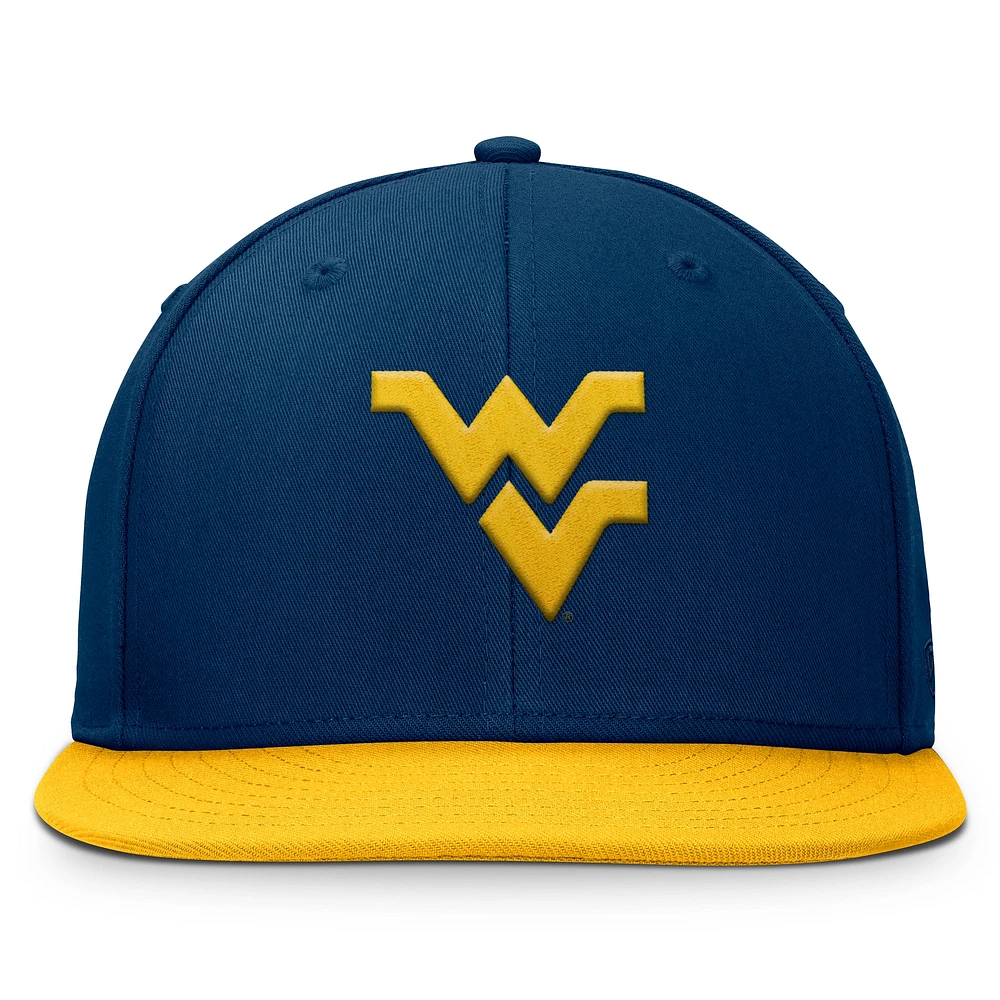 Casquette Snapback fondamentale Top of the World Navy des Mountaineers de Virginie-Occidentale pour hommes