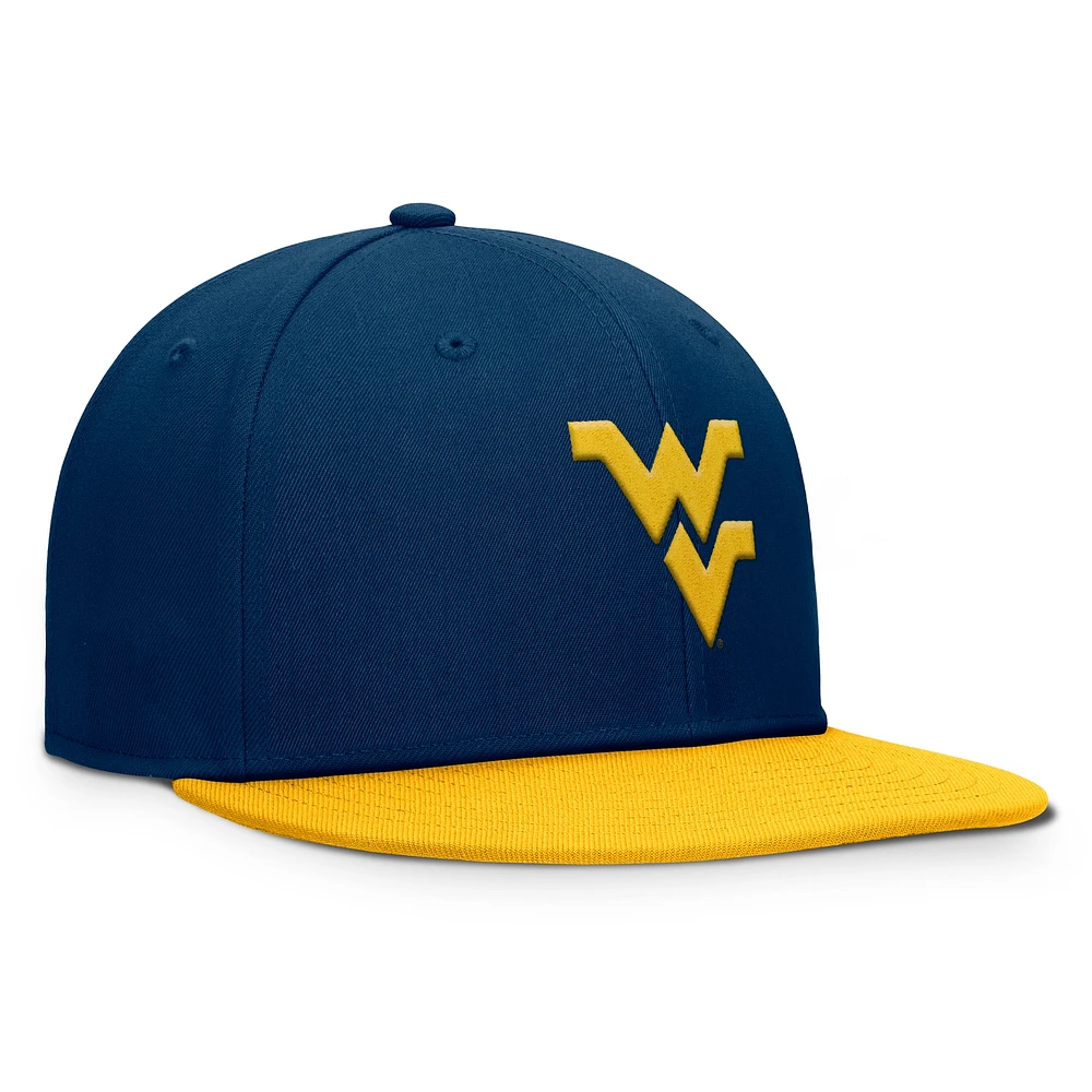 Casquette Snapback fondamentale Top of the World Navy des Mountaineers de Virginie-Occidentale pour hommes