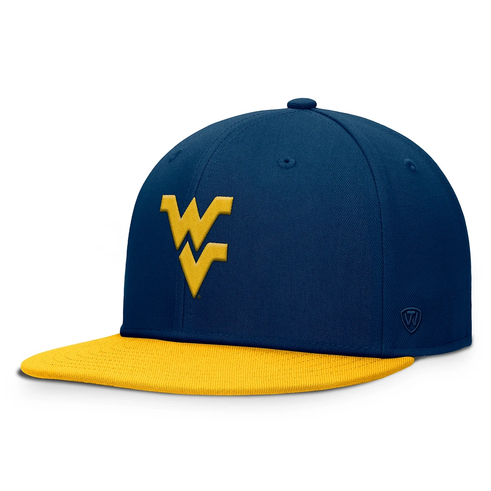 Casquette Snapback fondamentale Top of the World Navy des Mountaineers de Virginie-Occidentale pour hommes