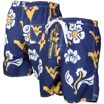 West Virginia Mountaineers Wes & Willy Floral Volley Logo Swim Trunks - Navy
