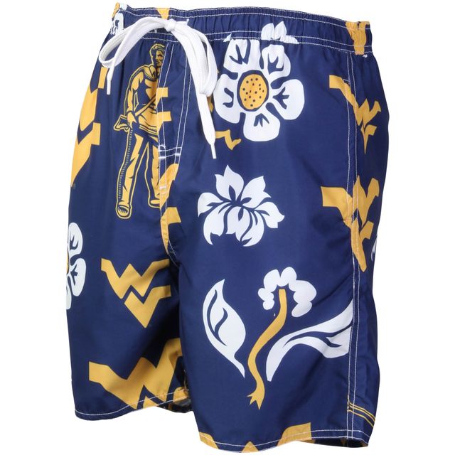 Wes & Willy Navy West Virginia Mountaineers Short de bain à logo volley floral pour homme