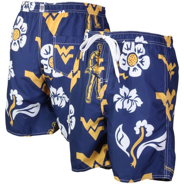 Wes & Willy Navy West Virginia Mountaineers Short de bain à logo volley floral pour homme