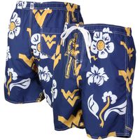 Men's Wes & Willy Navy West Virginia Mountaineers Floral Volley Logo Swim Trunks