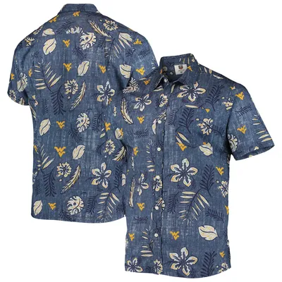 West Virginia Mountaineers Wes & Willy Vintage Floral Button-Up Shirt - Navy
