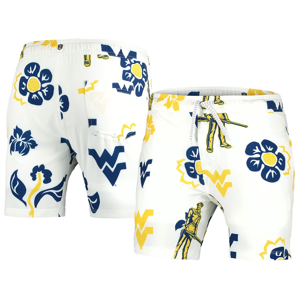 Men's Wes & Willy  White West Virginia Mountaineers Vault Tech Swimming Trunks