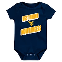 Newborn Navy West Virginia Mountaineers Sunday Comics 3-Pack Bodysuit Set