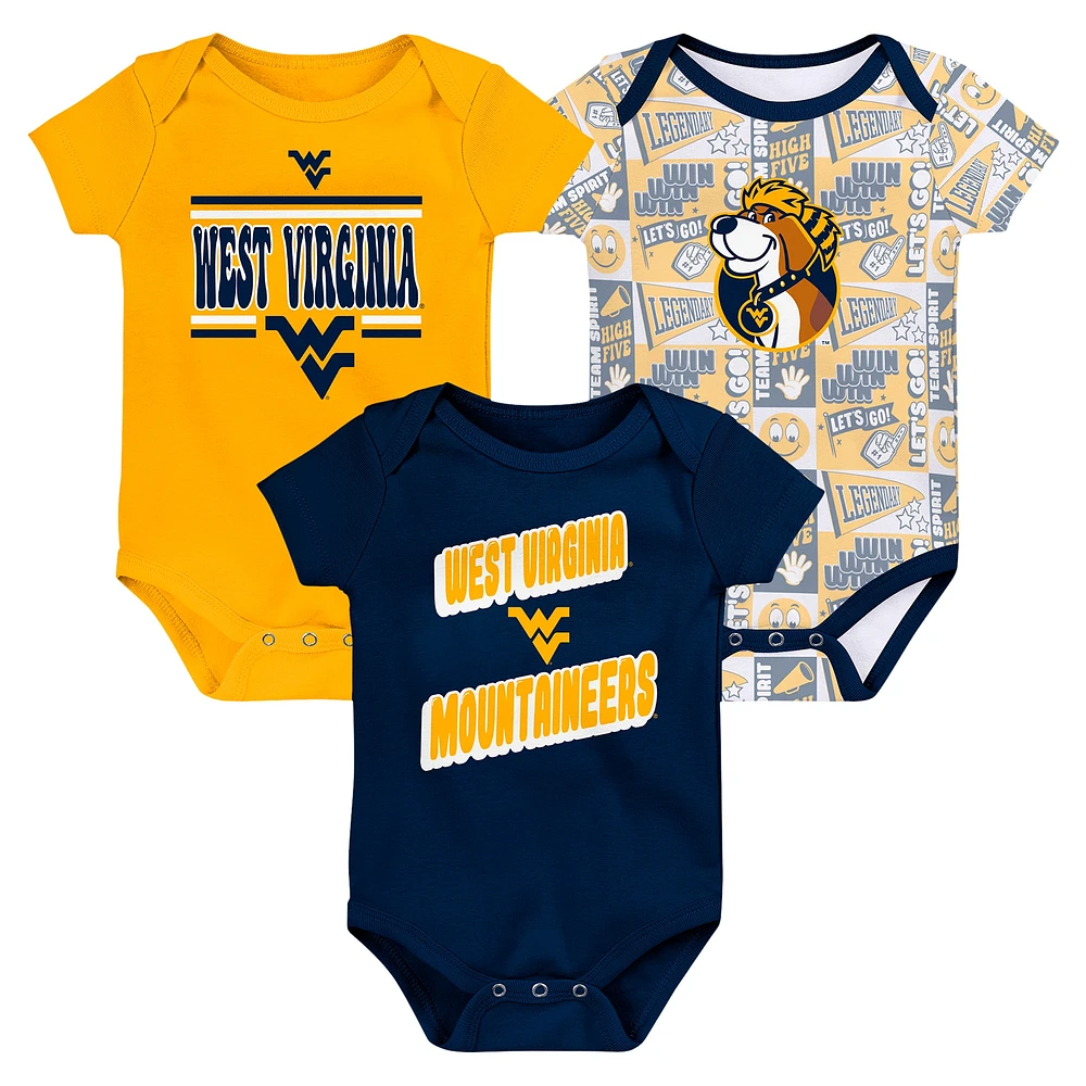 Ensemble de 3 bodies pour nouveau-né la marine West Virginia Mountaineers Sunday Comics