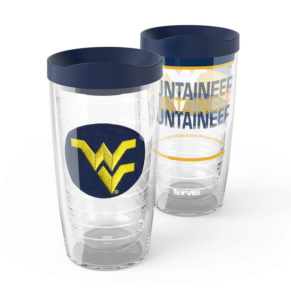 Tervis West Virginia Mountaineers, paquet de 2, 16 oz. Ensemble de gobelets concurrents et emblèmes