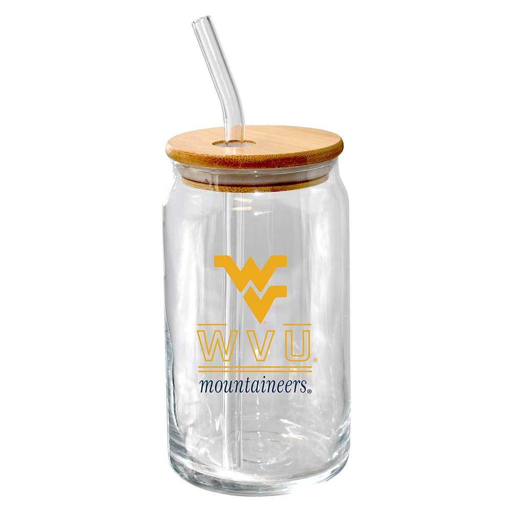 The Memory Company West Virginia Mountaineers 16oz. Classic Crew Beer Glass with Bamboo Lid