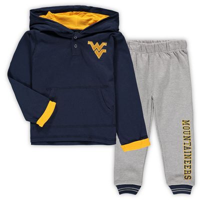 Toddler Colosseum Navy/Heathered Gray West Virginia Mountaineers Poppies Hoodie and Sweatpants Set