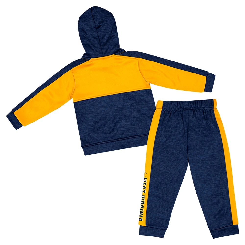 Ensemble sweat à capuche et pantalon en polaire entièrement zippé Colosseum Navy West Virginia Mountaineers pour tout-petit