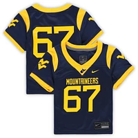 Maillot de football réplique intouchable Nike #67 bleu marine des West Virginia Mountaineers pour tout-petits