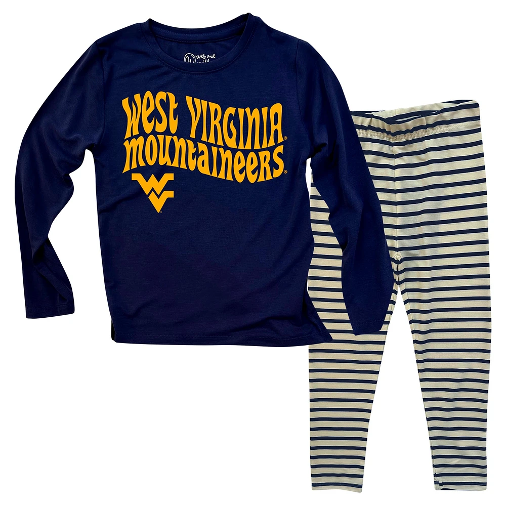 Ensemble haut à manches longues et leggings rayés pour tout-petits Wes & Willy West Virginia Mountaineers