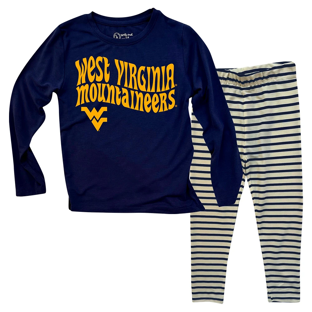 Ensemble haut à manches longues et leggings rayés tri-blend pour tout-petits, Wes & Willy West Virginia Mountaineers
