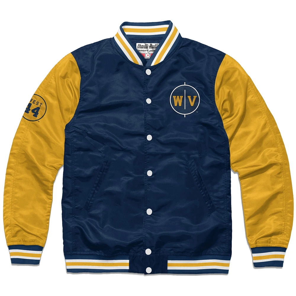 Unisex Charlie Hustle Navy/Gold West Virginia Mountaineers Jerry Collection Full-Snap Varsity Jacket