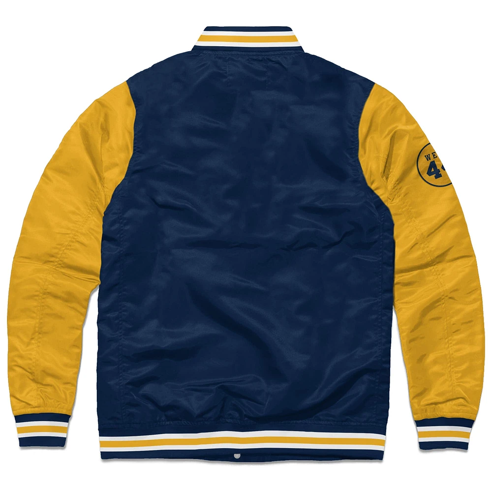 Unisex Charlie Hustle Navy/Gold West Virginia Mountaineers Jerry Collection Full-Snap Varsity Jacket