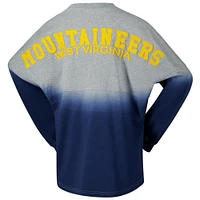 T-shirt unisexe Spirit Jersey marine/gris West Virginia Mountaineers Ombre à manches longues