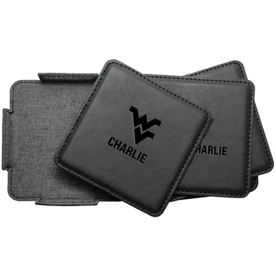 West Virginia Mountaineers 4-Pack Personalized Leather Coaster Set