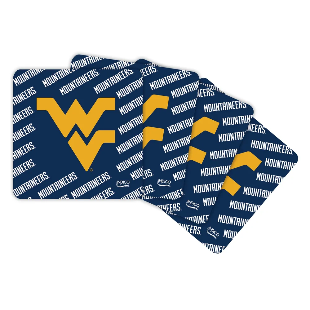 Ensemble de quatre sous-verres à répétition carrée West Virginia Mountaineers