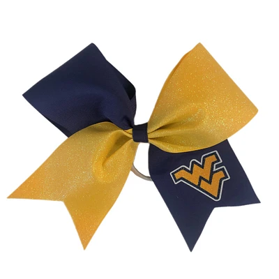 West Virginia Mountaineers Jumbo Glitter Bow with Ponytail Holder